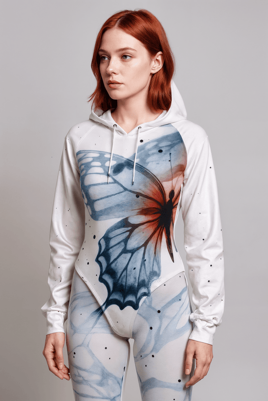 PINNED DOWN by Riffhaus - Women's Raglan Sleeve Hooded Bodysuit - Sofia Isella Riff