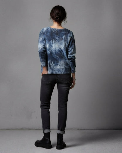 CRYSTAL by Riffhaus - Unisex Boat Neckline Sweatshirt With Pocket 100% Cotton - Aurora Frozen Riff