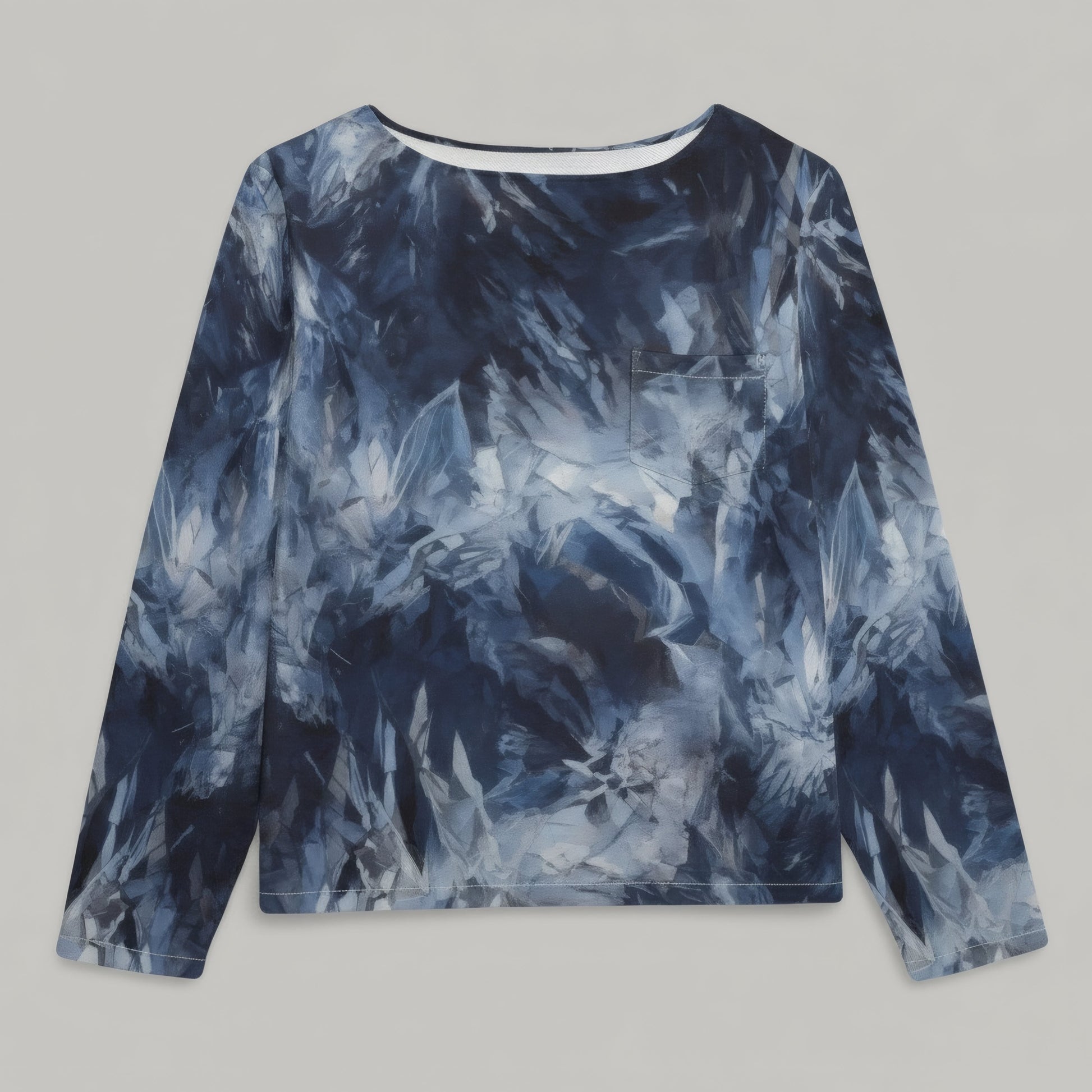 CRYSTAL by Riffhaus - Unisex Boat Neckline Sweatshirt With Pocket 100% Cotton - Aurora Frozen Riff