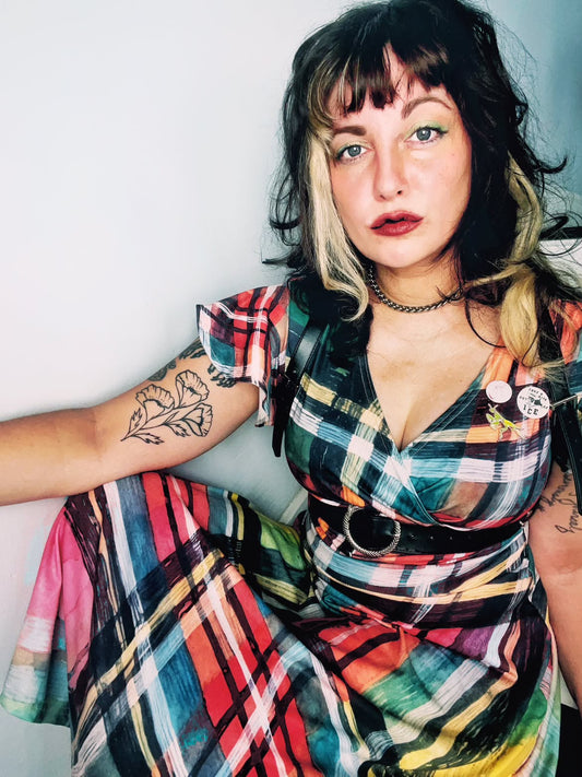 DUDELSACK Riffhaus flutter sleeve dress