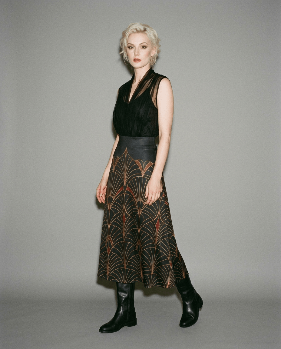 FAN OUT Riffhaus Midi Skirt
