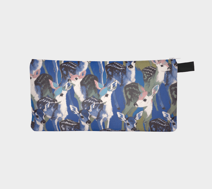 Green accent fawn design fabric pencil case with YKK zipper