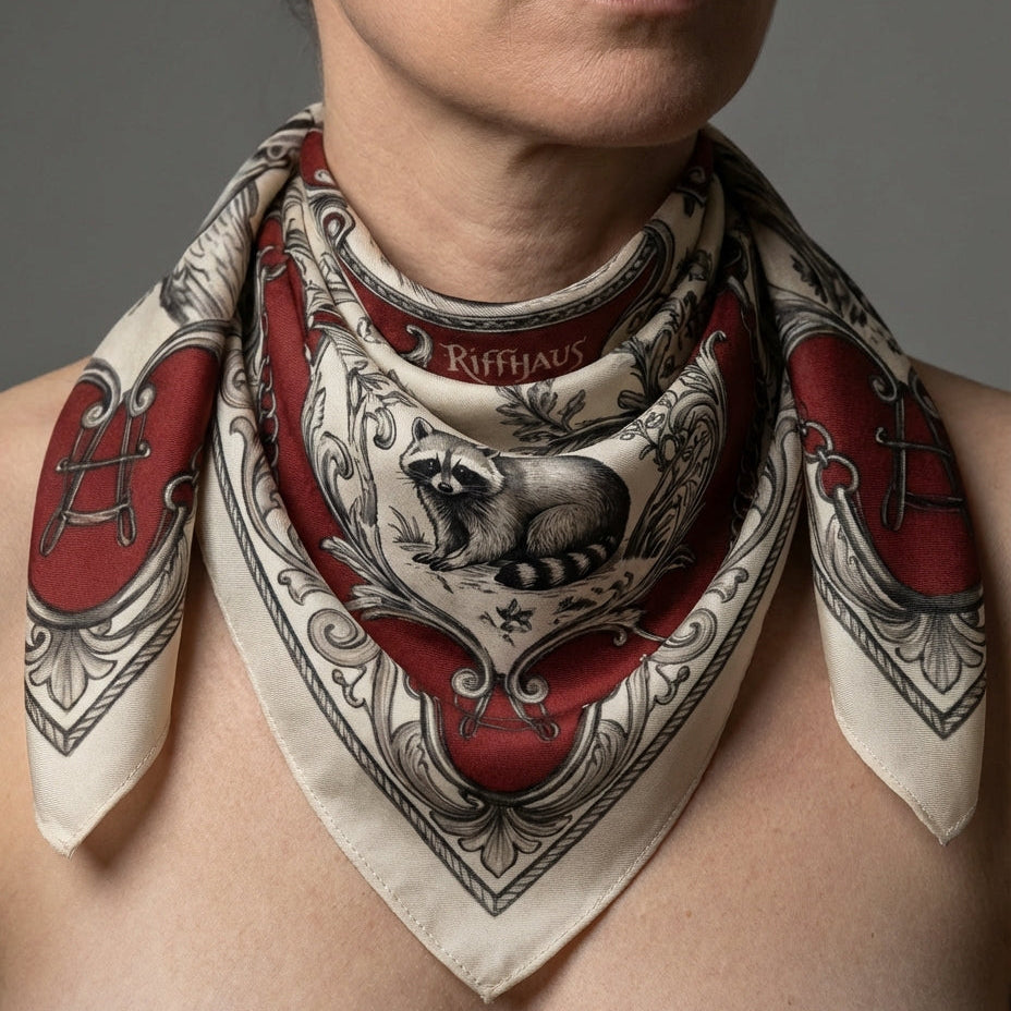 RACCOON TOILE Riffhaus Square Scarf