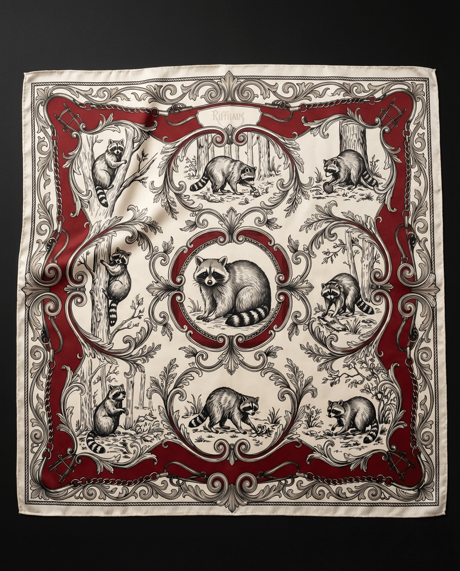 RACCOON TOILE Riffhaus Square Scarf