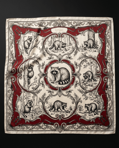 RACCOON TOILE Riffhaus Square Scarf