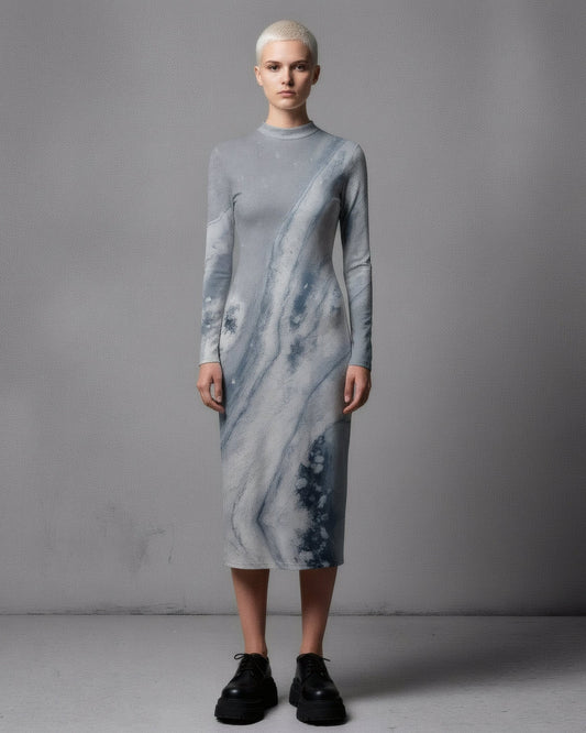 SOULSEARCHER by Riffhaus - Mock Turtleneck Dress - Aurora Frozen Riff