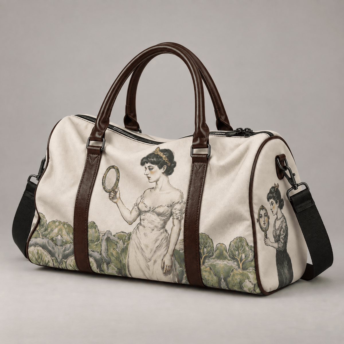 Soft canvas SNOW WHITE duffle bag lightly filled in studio