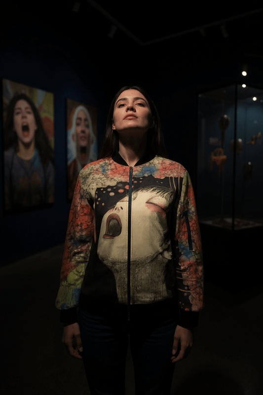 Riffhaus Women's Jacket Statement Print - Creativity Japanese Breakfast Melancholy Riff