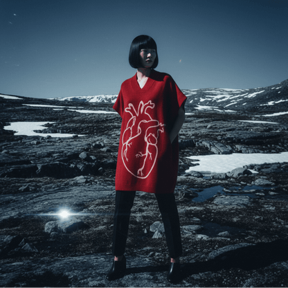 FROZEN HEART by Riffhaus - Wool Jacquard Oversized Vest/Dress - Aurora Frozen Riff