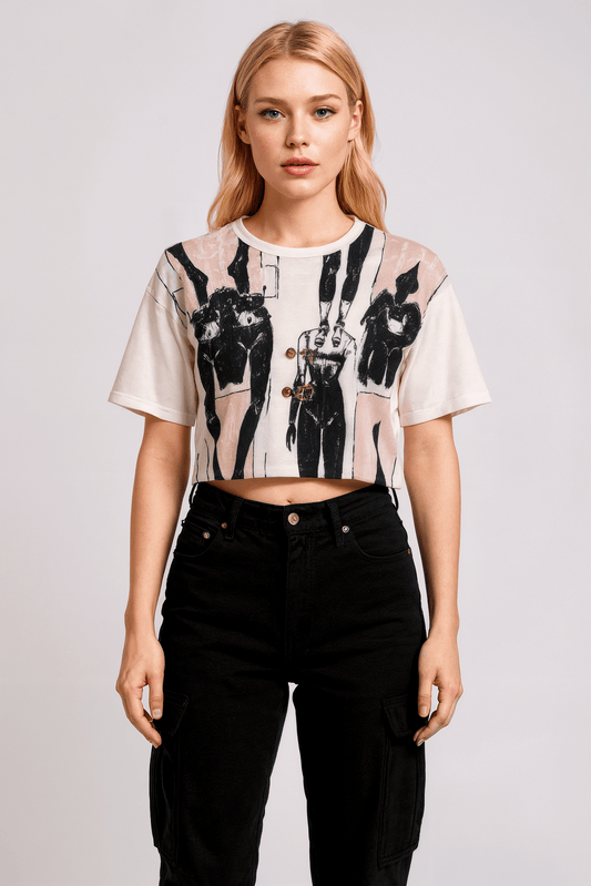 NOT MEN by Riffhaus - Women's Cropped Cotton T-shirt - Sofia Isella Riff