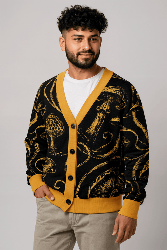 GOLDEN SHROOM by Riffhaus - Custom Knitted Cardigan - Sofia Isella Riff