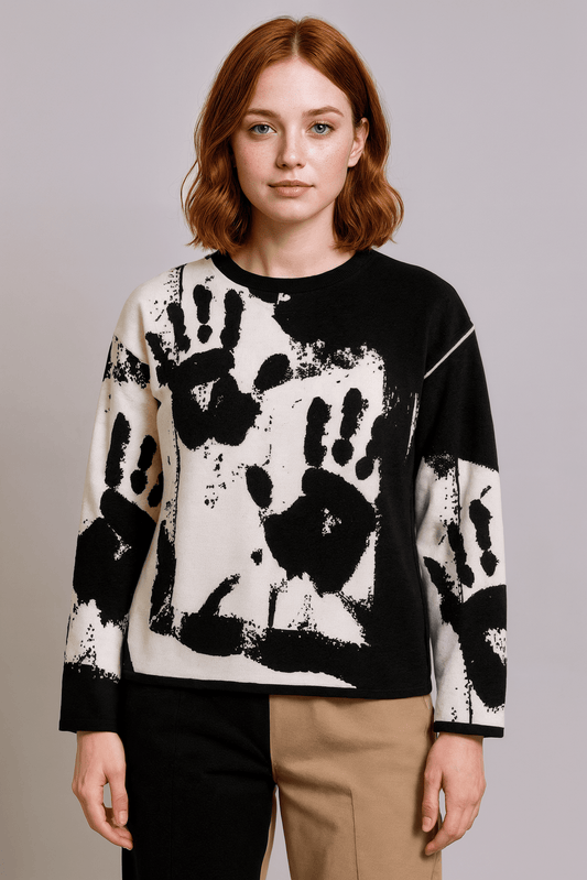LET ME OUT by Riffhaus - Women’s straight bottom knitted sweater - Sofia Isella Riff