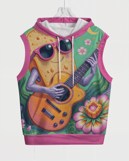 Riff Haus Unisex Hooded Vest with Guitar Bread Print | 100% Cotton | Kangaroo Pocket