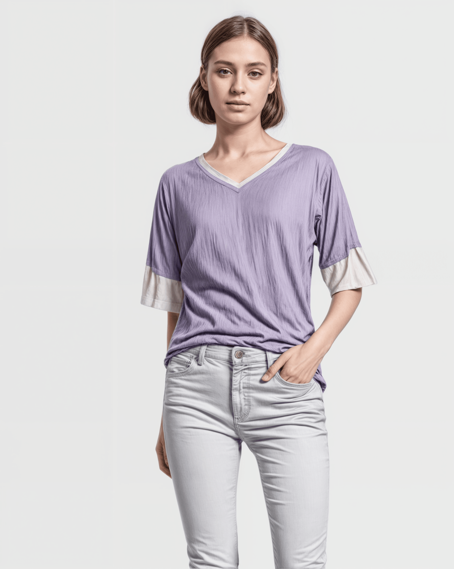 V-neck Women's T-shirt With Bell Sleeve - Carousel
