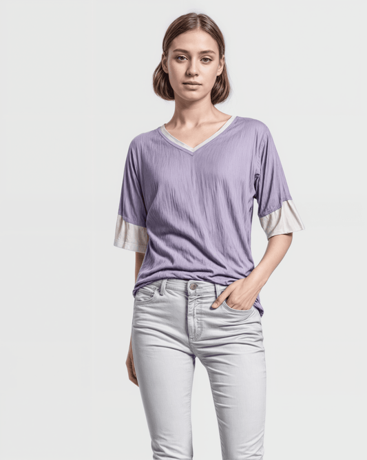 V-neck Women's T-shirt With Bell Sleeve - Carousel
