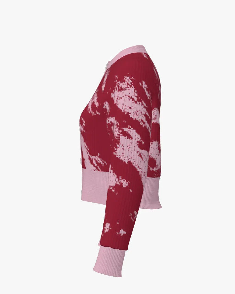Riff Haus Women's Cropped Cardigan - 4th of July - Marbled Steak Knit