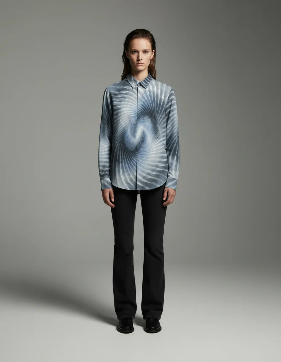 WINDTUNNEL by Riffhaus - Lapel Collar Shirt With Concealed Placket