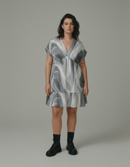 FLOW by Riffhaus - V-Neck Short Sleeve Dress