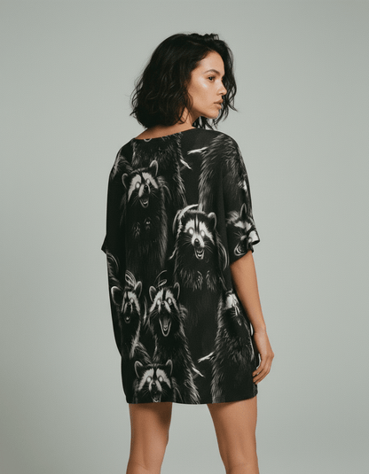 RACCOON by Riffhaus - Women's Bat Sleeves Cotton Shirt - Riff on Rosalía's Berghain