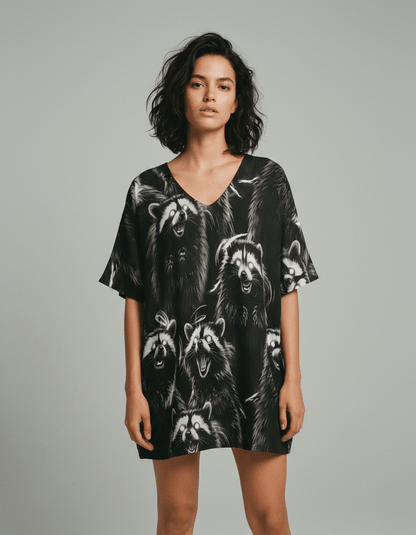RACCOON by Riffhaus - Women's Bat Sleeves Cotton Shirt - Riff on Rosalía's Berghain