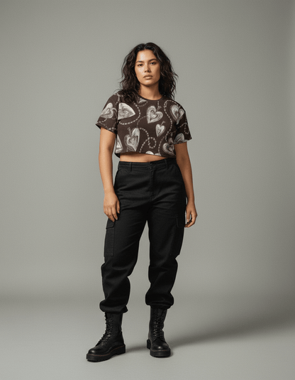 SACRED HEART by Riffhaus - Women's Cropped Cotton T-shirt - Riff on Rosalía's Berghain