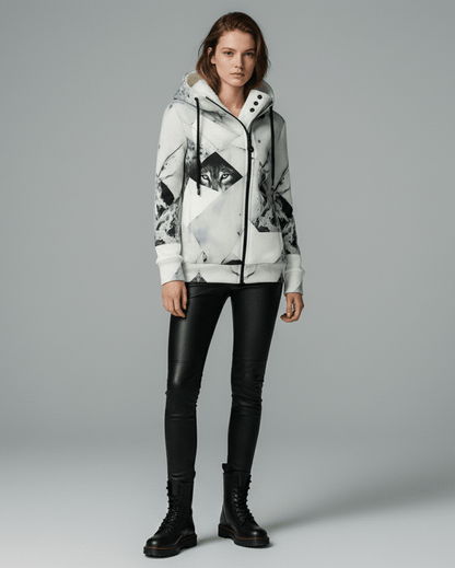 WOLVES by Riffhaus - Hoodie Jacket w/ Fleece Lining + Asymmetric Zipper  #FROZEN