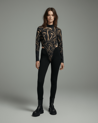 GOLDEN SHROOM - Highcut Turtleneck Bodysuit #GARDEN