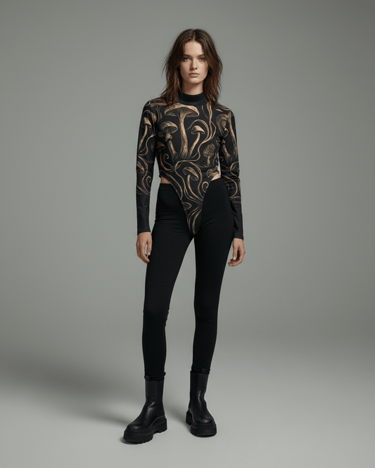 GOLDEN SHROOM - Highcut Turtleneck Bodysuit #GARDEN