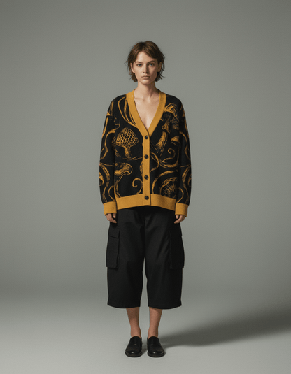 GOLDEN SHROOM by Riffhaus - Knitted Cardigan #GARDEN