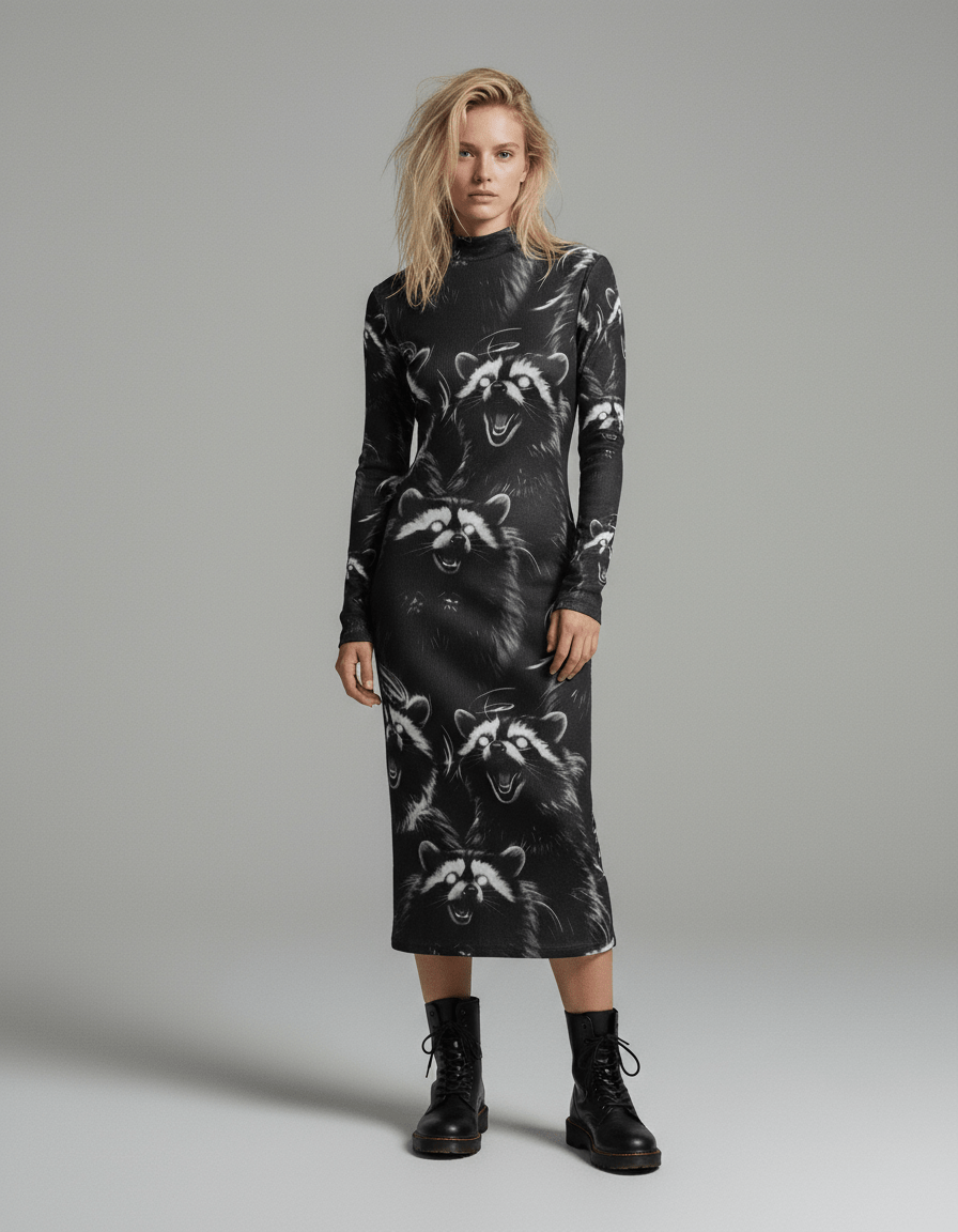 RACCOON by Riffhaus - Women's Mock Turtleneck Dress - Riff on Rosalía's Berghain