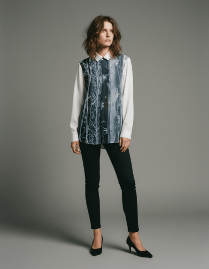 FROST LINES by Riffhaus - Men's Lapel Collar Shirt With Concealed Placket |115GSM Cotton poplin