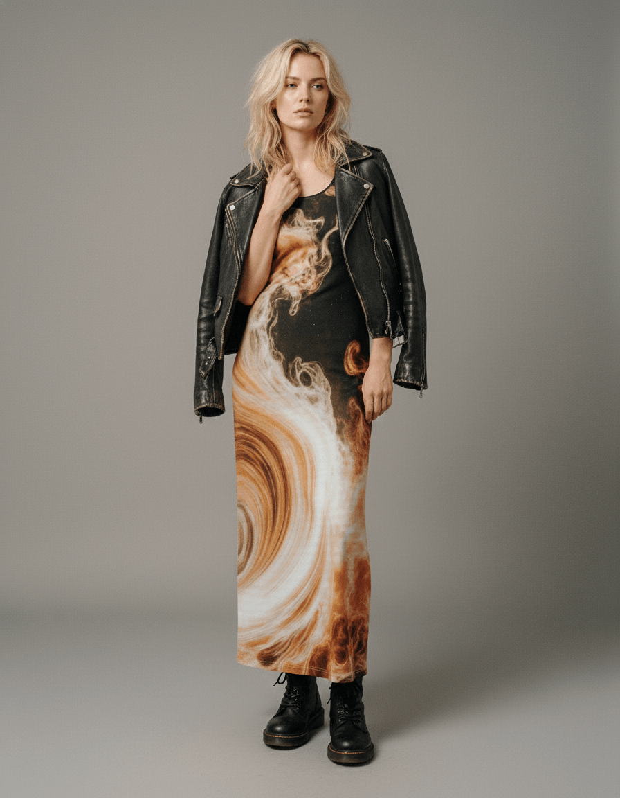 Controlled BURN by Riffhaus - Women's Vest Dress | Length To Ankle - Elemental Riff