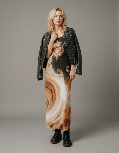 Controlled BURN by Riffhaus - Women's Vest Dress | Length To Ankle - Elemental Riff