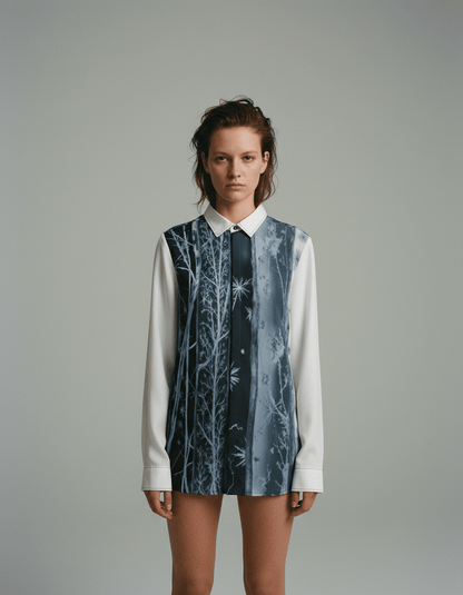 FROST LINES by Riffhaus - Men's Lapel Collar Shirt With Concealed Placket |115GSM Cotton poplin