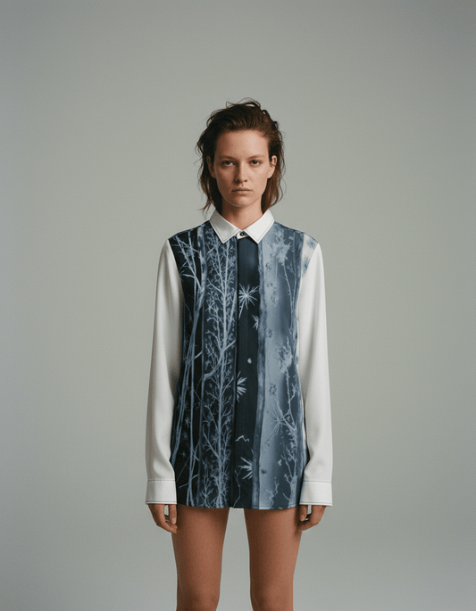 FROST LINES by Riffhaus - Men's Lapel Collar Shirt With Concealed Placket |115GSM Cotton poplin