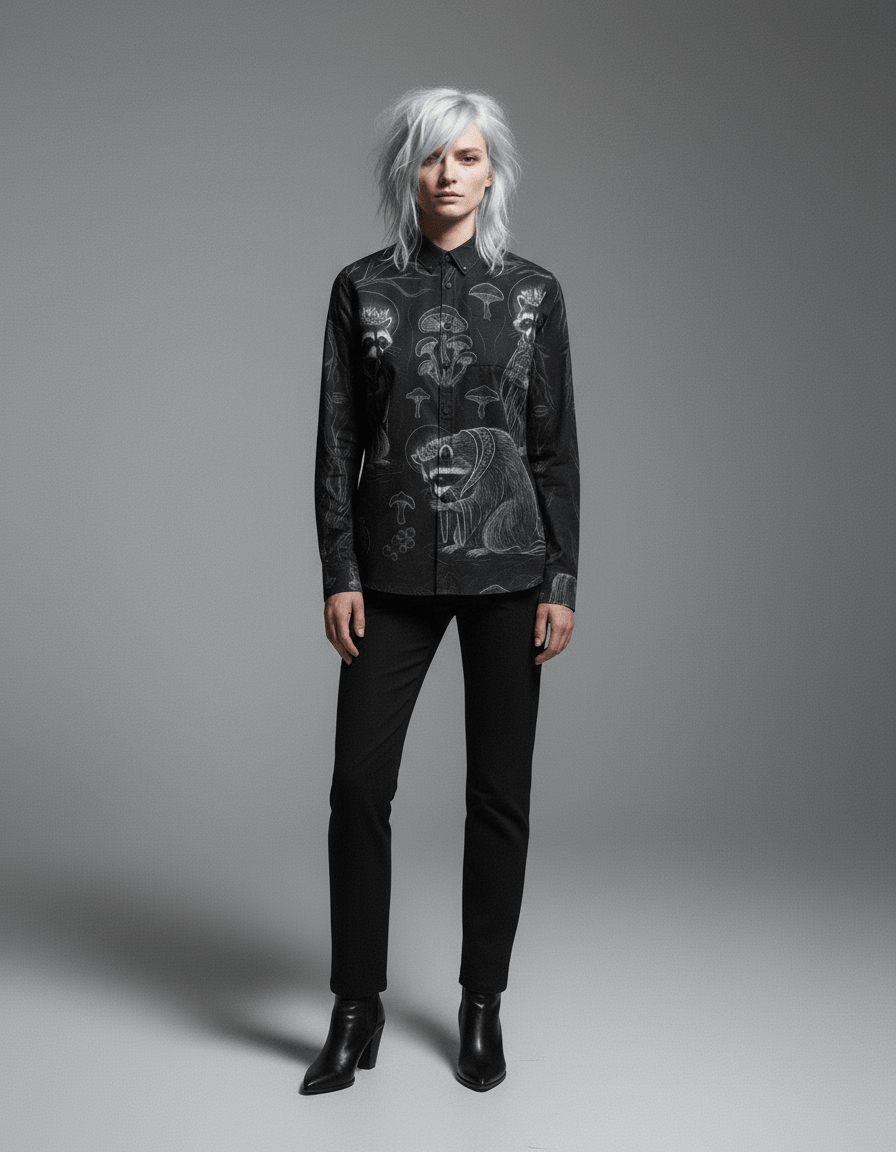 PRAYER by Riffhaus - Casual Lapel Long Sleeve Cotton Shirt - Riff on Rosalía's Berghain