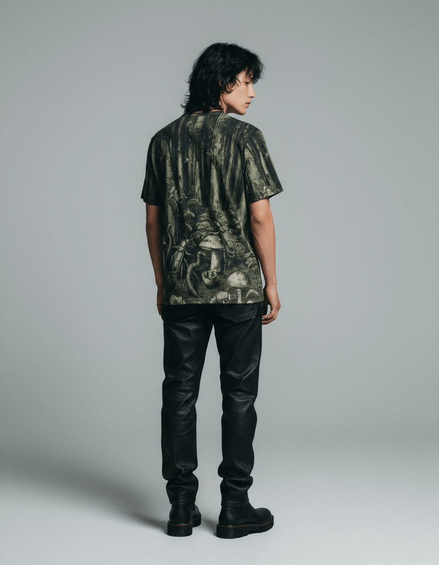 DEEP FOREST by Riffhaus - Sleeve T-shirt w/ Buttons #GARDEN