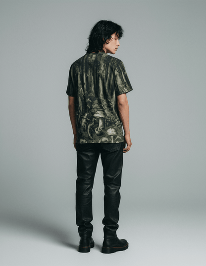 DEEP FOREST by Riffhaus - Sleeve T-shirt w/ Buttons #GARDEN