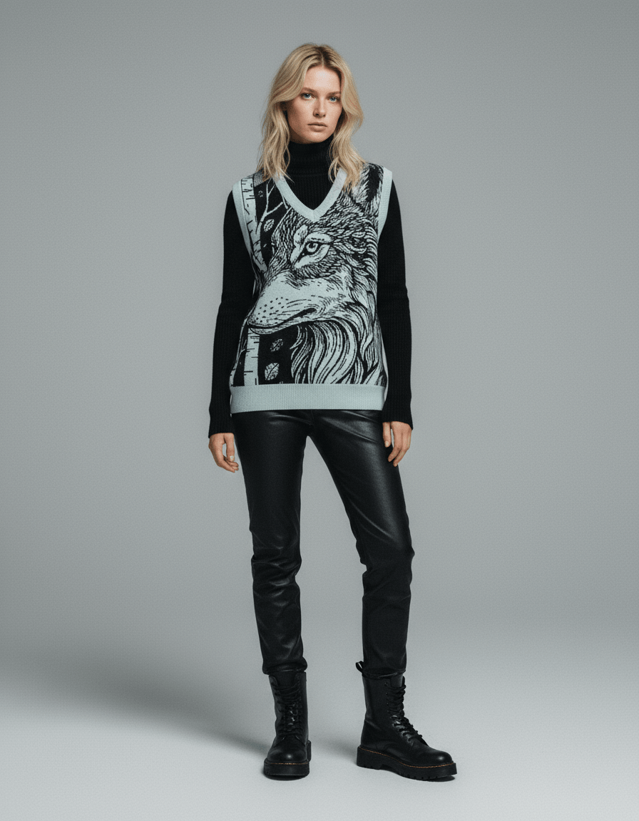 WOLFES - Knit V-neck vest - Riff on Aurora