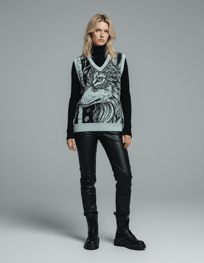 WOLFES - Knit V-neck vest - Riff on Aurora