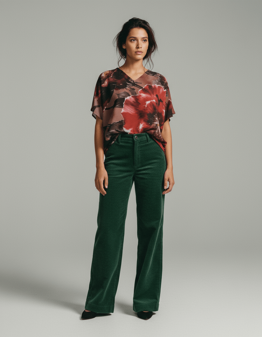 CRIMSON - Women's Bat Sleeves V-Neck - Riff on Florence + The Machine