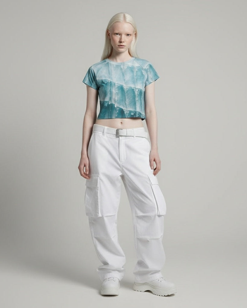 GLACIER by Riffhaus - Women's Raglan Cropped T-shirt - Frozen Aurora Riff