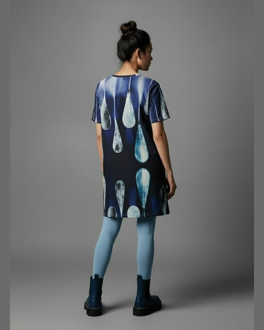 DROPS by Riffhaus - Women's Waist Tight Dress 100% Cotton - Frozen Aurora Riff