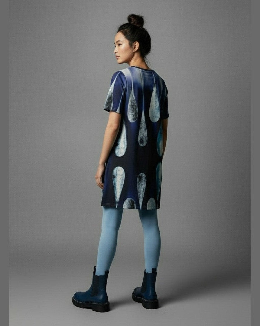 DROPS by Riffhaus - Women's Waist Tight Dress 100% Cotton - Frozen Aurora Riff