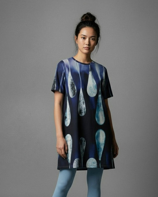 DROPS by Riffhaus - Women's Waist Tight Dress 100% Cotton - Frozen Aurora Riff