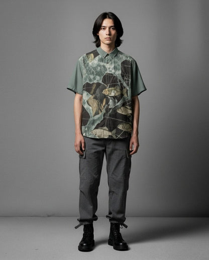 LAST FISH by Riffhaus - Unisex Breathable Cotton Shirt - Frozen Aurora Riff