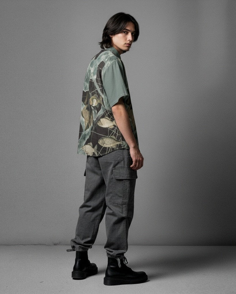 LAST FISH by Riffhaus - Unisex Breathable Cotton Shirt - Frozen Aurora Riff