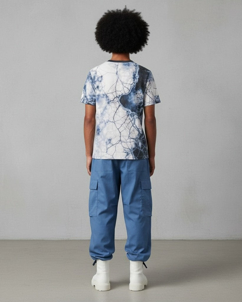 FROSTBITE by Riffhaus - Men's Crew Neck T-Shirt 100% Cotton - Frozen Aurora Riff