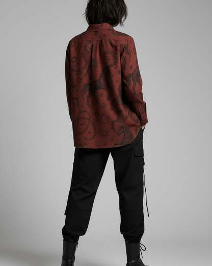 POSSESSED STALLION by Riffhaus – Men's Long Sleeve Cotton Shirt - Florence + The Machine Riff