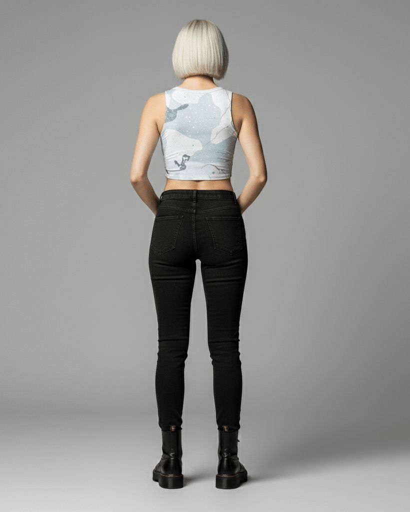 SNOW CAMOUFLAGE by Riffhaus - High-Stretch Short Women's Tank Top - Aurora Frozen Riff